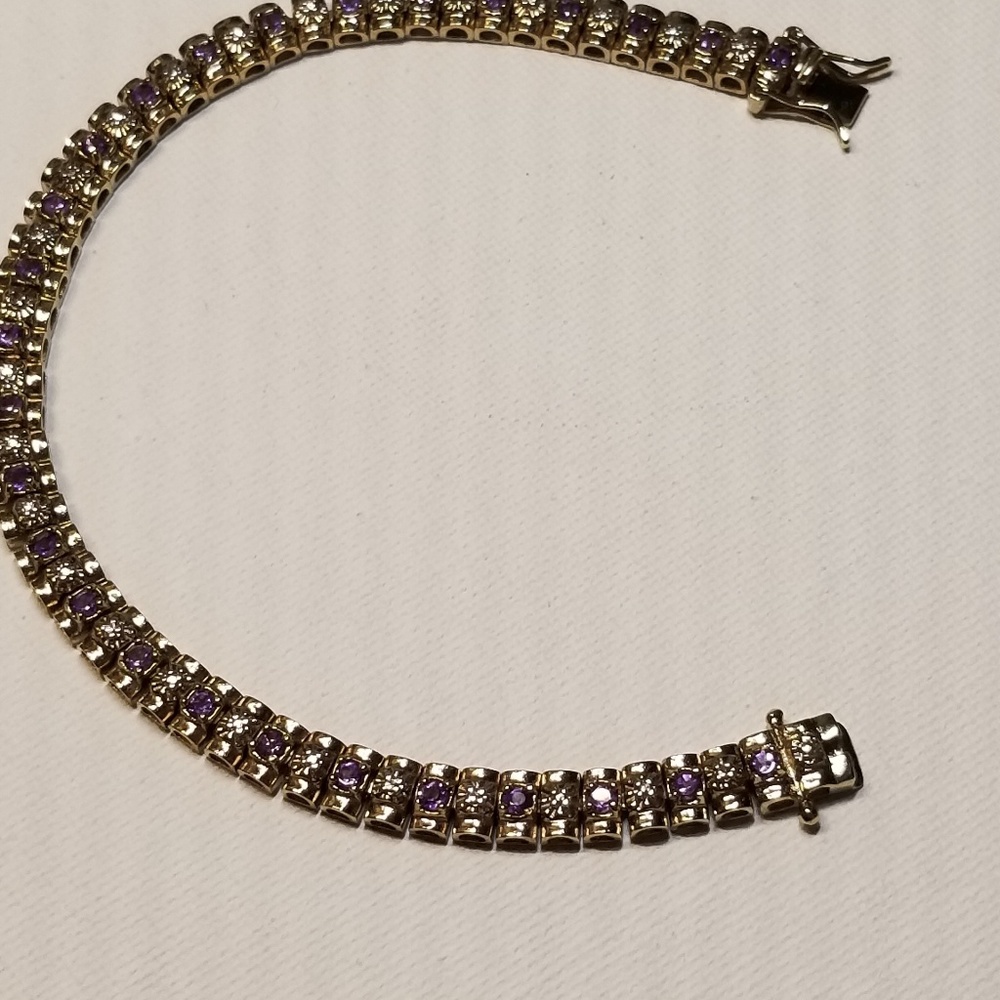 Womens 18k Gold/Sterling silver Diamond bracelet